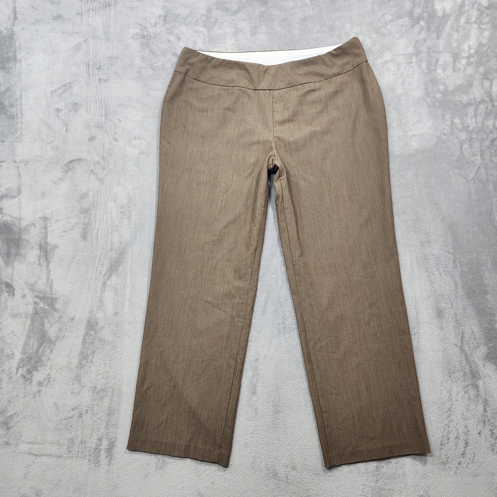 Vintage Investments Pants Womens 16P PETITE Brown Twill Straight Stretch Office